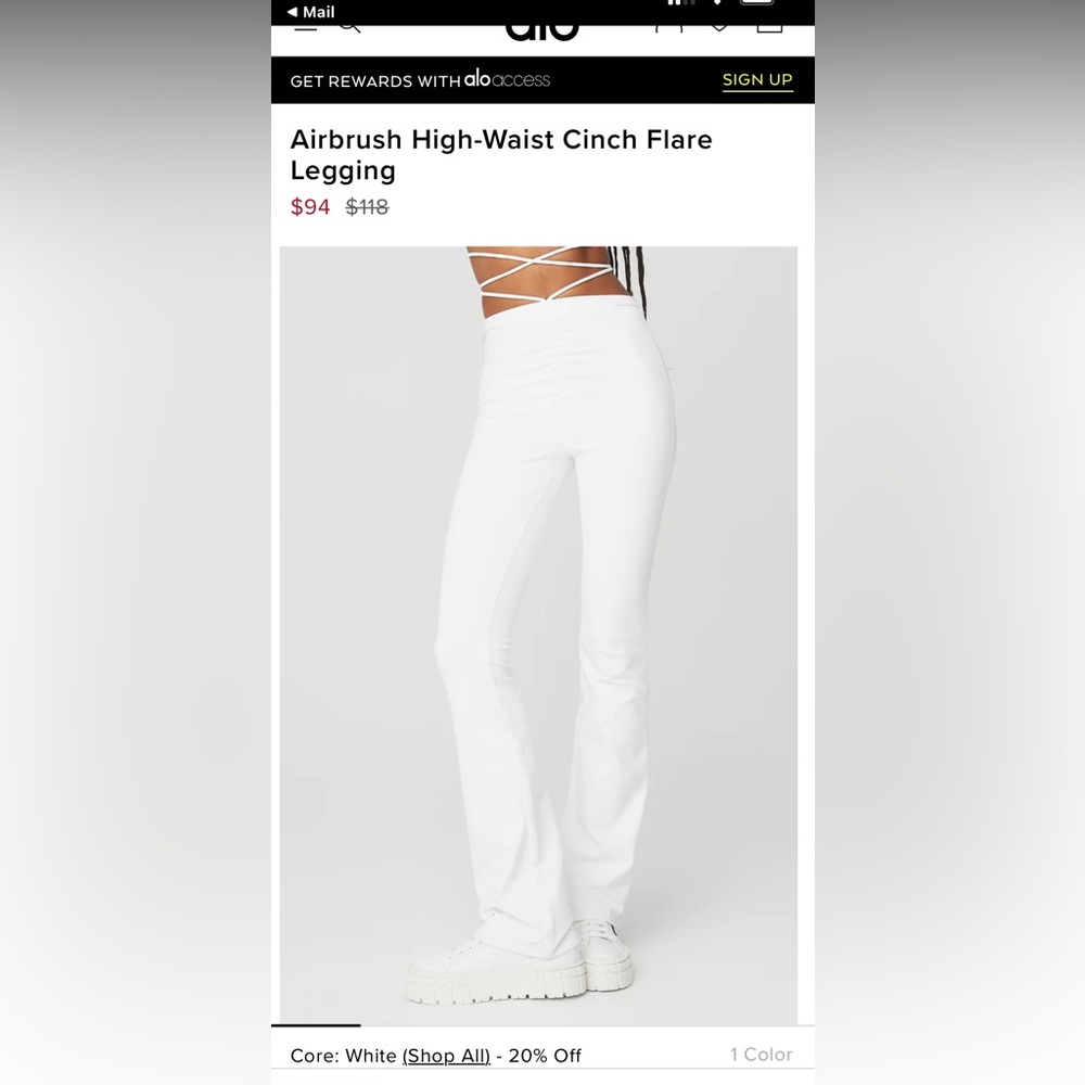 Brand New Alo Yoga White Flare Leggings